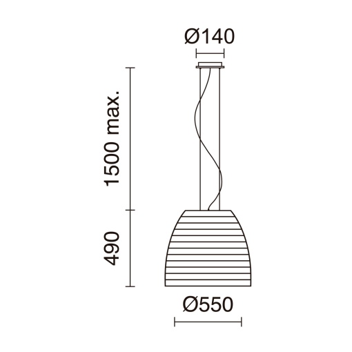 Suspensão TWIST GX53 LED T2 10W 1190lm975lm CRI80 3000K 112º Faia de madeira