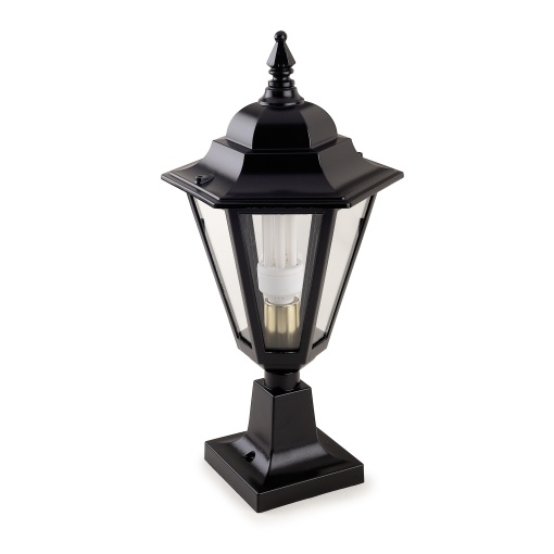 Bollard clássico ELITE 6 IP44 E27 42W 620mm Vidro fosco Negro texturado
