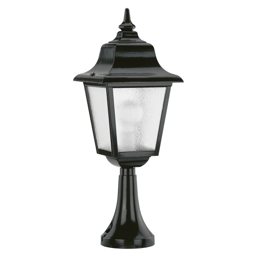 Bollard clássico ROB IP44 E27 42W 540mm Vidro fosco Negro texturado