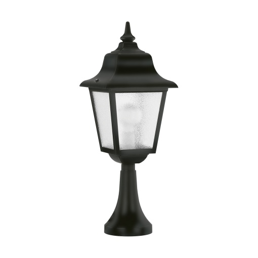 Bollard clássico ROB IP44 E27 42W 540mm Vidro fosco Negro texturado