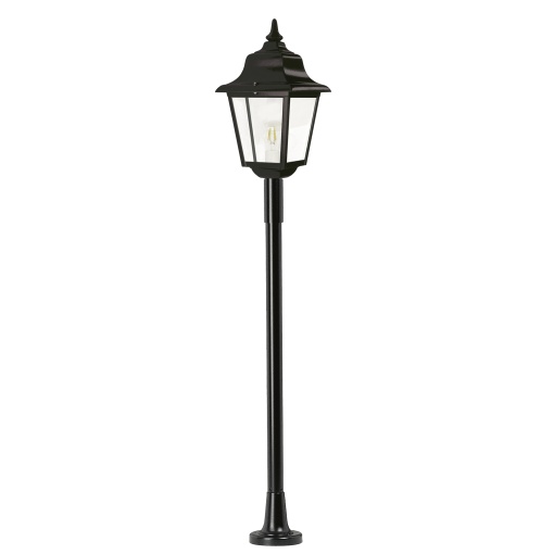 Bollard clássico ROB IP44 E27 42W 1210mm Vidro transparente Negro texturado