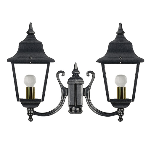 Luminária de pólo 2 braços ROB IP44 E27 2x42W 440mm Vidro transparente Negro texturado