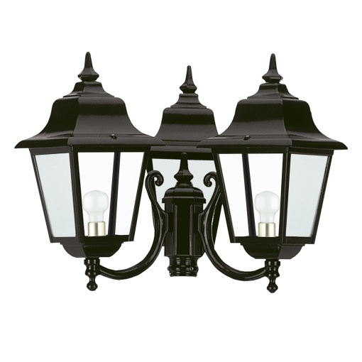 Luminária post 3 braços ROB IP44 E27 3x42W 440mm Vidro transparente Negro texturado