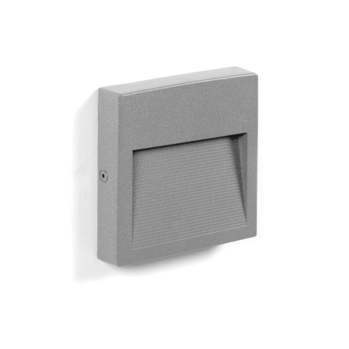 Aplique asimétrico SLIM Square IP65 LED SMD 3W 389lm92lm CRI90 4000K 42º85º Cinzento