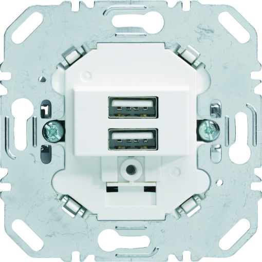 Tomada de carregamento USB, 230V, 2x, 3.0A, branco polar