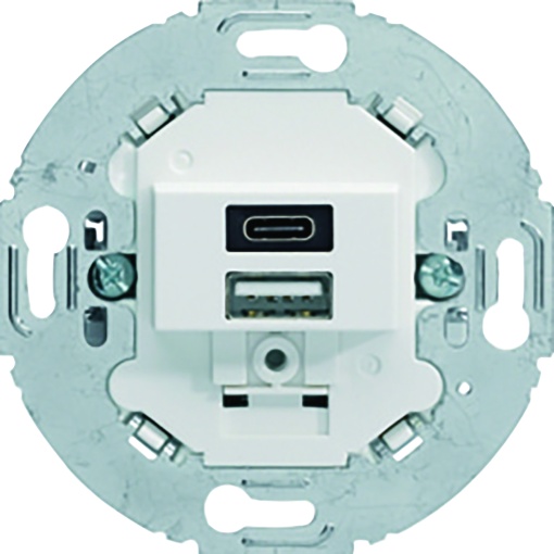 Tom. carreg. USB AC 3A redonda, branco