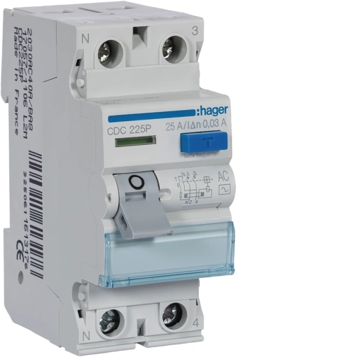 Interruptor diferencial 2 Pólos 25A 30mA tipo AC 2 Módulos