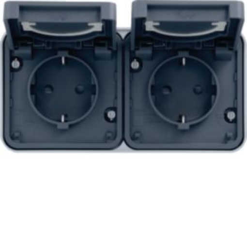 cubyko s  Tomada Schuko x2 horiz cinz