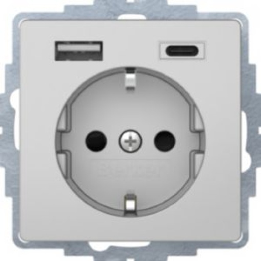 Qx  Schuko c USB AC alumínio
