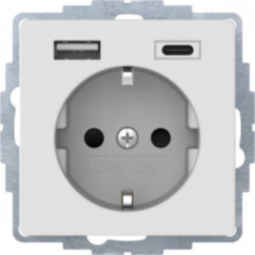 Qx  Schuko c USB AC branco