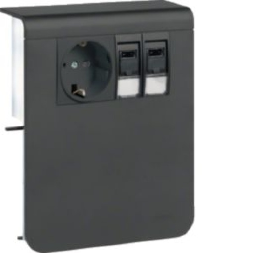Schuko2xRJ45 Cat6 SL20115 pr grafite