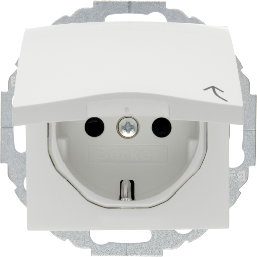 Tomada UP com tampa basculante e BS S.1B.3B.7 polar branco brilhante