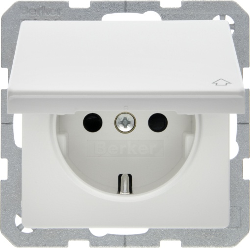 SCHUKO tomada embutida com tampa basculante Q.x polar branco juntamente com