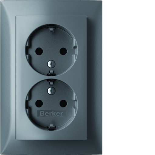 S.1B.x - Schuko x2 monob.obtur, alum mt