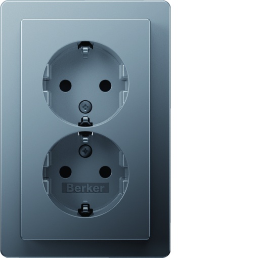 Q.x - Schuko x2 monob. obtur, alumínio