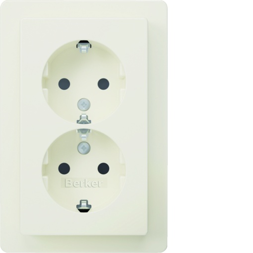 Q.x - Schuko x2 monob. obtur, branco