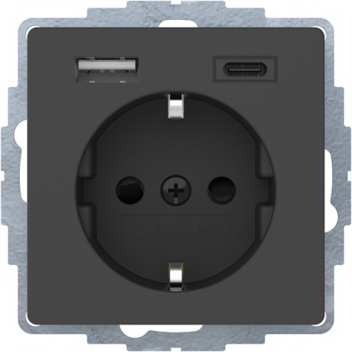 Berker SCHUKO UP tomada com USB A-C Q.x, antracite, lacada