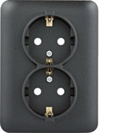 Tomada 2x Schuko cobtur  preto