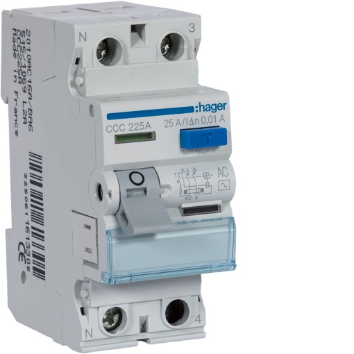 Inter. dif. 2P 25A 10mA tipo AC 2M