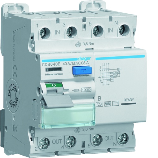 Interruptor diferencial 4 polos 10kA 40A 30mA Tipo B