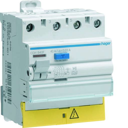 Interruptor diferencial 3PN 40A 30mA A HI com bornes desalinhados