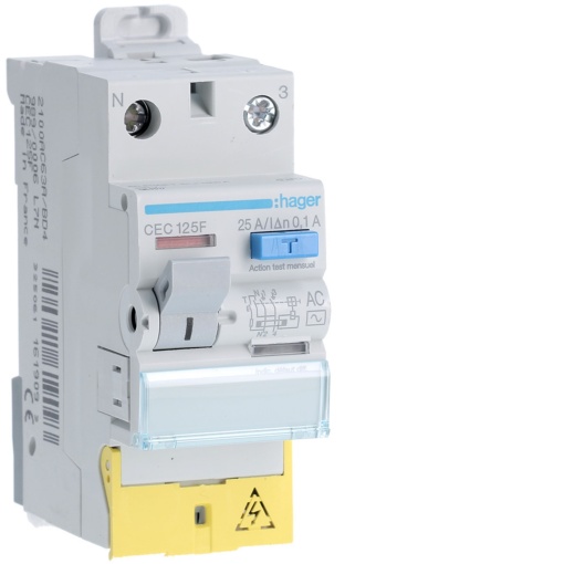 Int. dif. 1PN 25A 100mA AC cbornes des