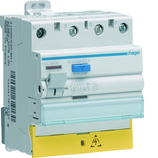 Int. dif. 3PN 40A 100mA AC cbornes des