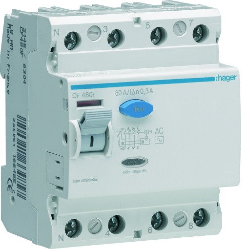 Inter. dif. 4P 80A 300mA tipo AC 4M