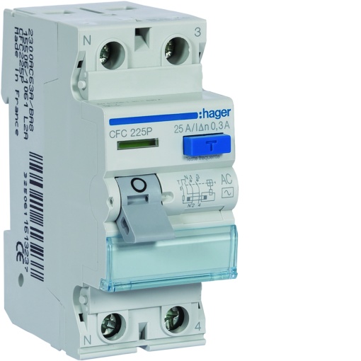 Interruptor diferencial 2 Pólos 25A 300mA tipo AC 2 Módulos