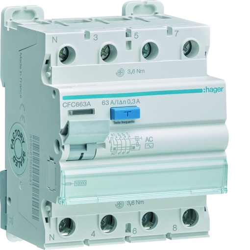 Inter. dif. 3PN 63A 300 mA tipo AC 4M