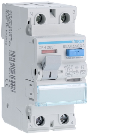 Inter. dif. 2P 63A 300mA tipo HI 2M