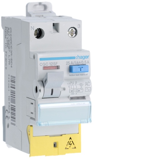 Int. dif. 1PN 25A 500mA AC cbornes des