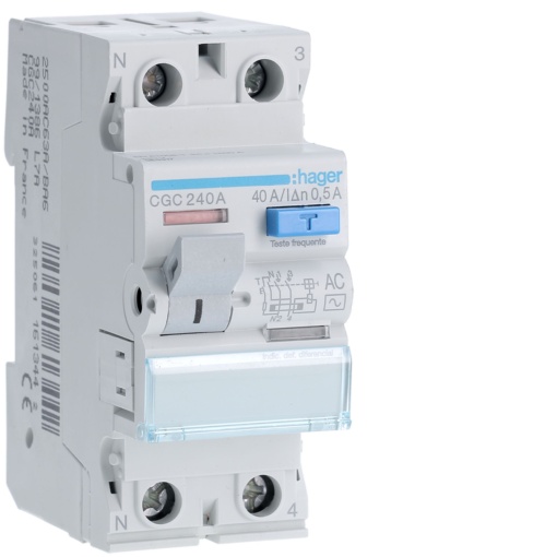 Inter. dif. 2P 40A 500mA tipo AC 2M