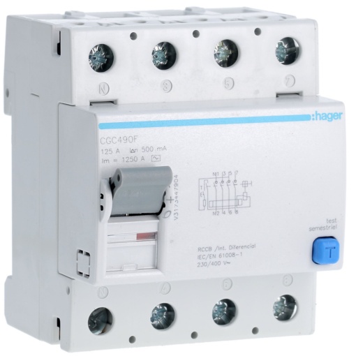 Inter. dif. 4P 125A 500mA tipo AC 4M