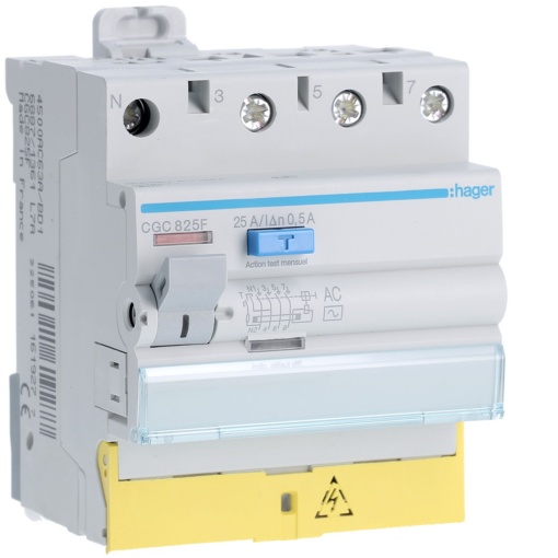 Int. dif. 3PN 25A 500mA AC cbornes des