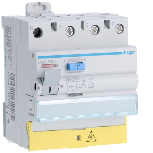 Int. dif. 3PN 40A 500mA AC cbornes des