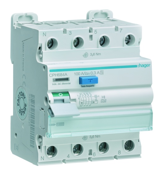 Inter. dif. 3PN 100A  300mA A HI SEL 4M