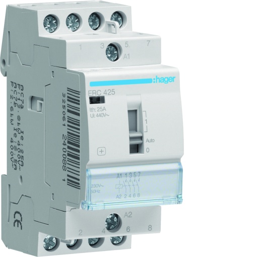 Contactor com manu 25A, 4NA, 230V