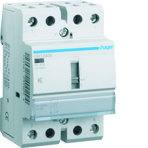 Contactor silencioso manu 40A, 2NA, 24V