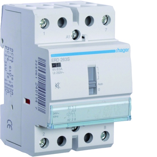 Contactor silencioso manu 63A, 2NA, 24V