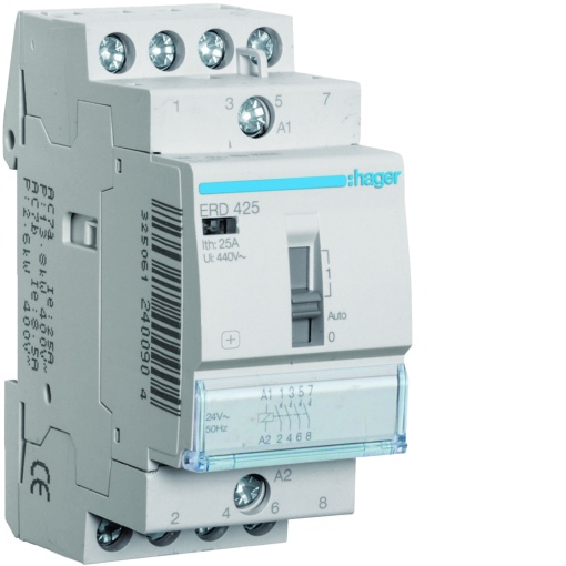 Contactor com comando manual 25A, 4NA, 24V 2 Módulos