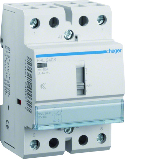 Contactor silencioso manu 40A, 2NA, 12V
