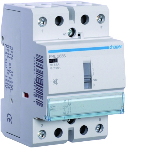 Contactor silencioso manu 63A, 2NA, 12V