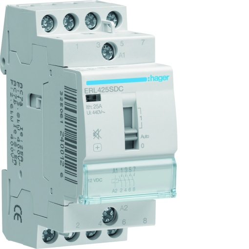 Contactor silencio manu 25A, 4NA, 12V DC
