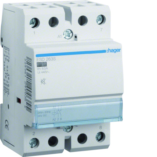 Contactor silencioso 63A, 2NA, 24V 3M