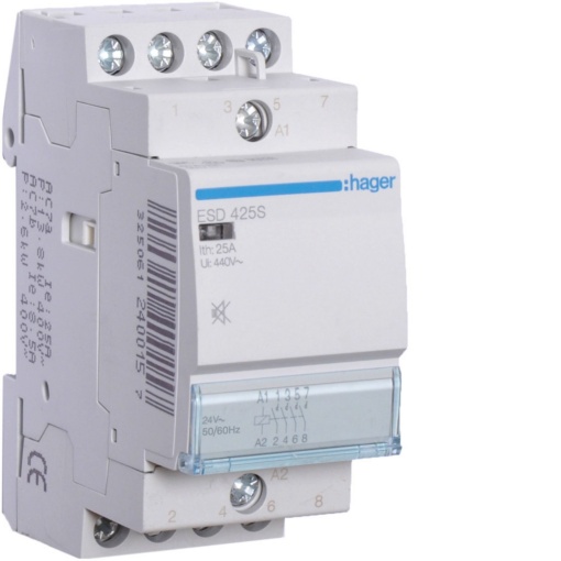 Contactor silencioso 25A, 4NA, 24V 2M
