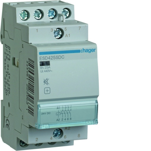 Contactor silencioso 25A, 4NA, 24V DC 2M