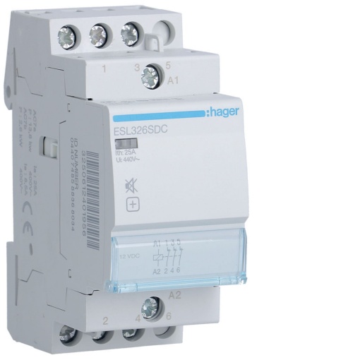 Contactor silencioso 25A, 2NF, 12V DC 2M