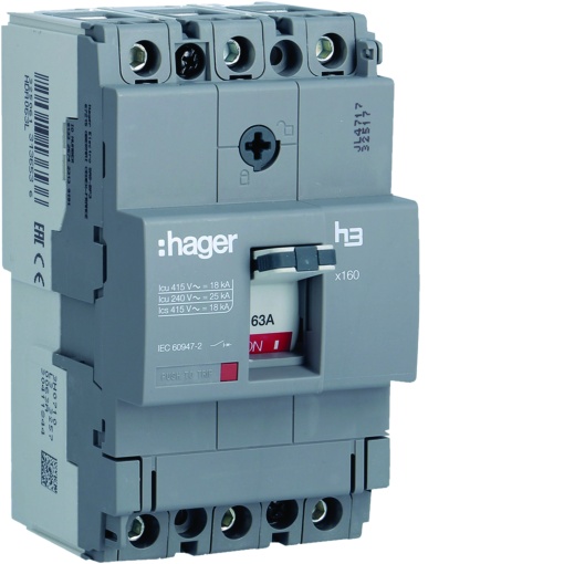 Disjuntor x160 TM 3P-3D 63A 18kA