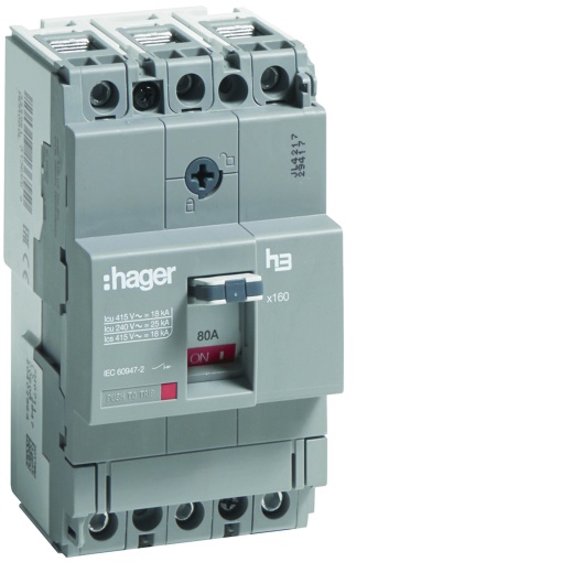 Disjuntor x160 TM 3P-3D 80A 18kA